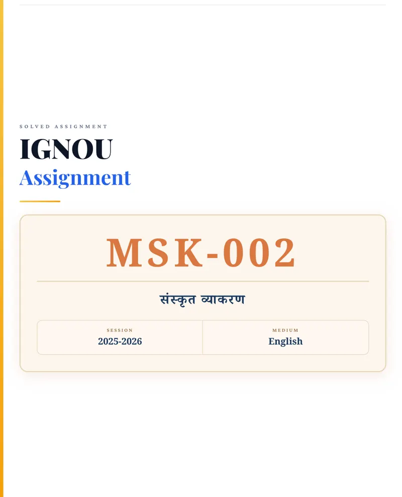 IGNOU MSK-002 SOLVED ASSIGNMENT 2026-27 IN HINDI (MSK-002) — MSK-002 IGNOU PDF download