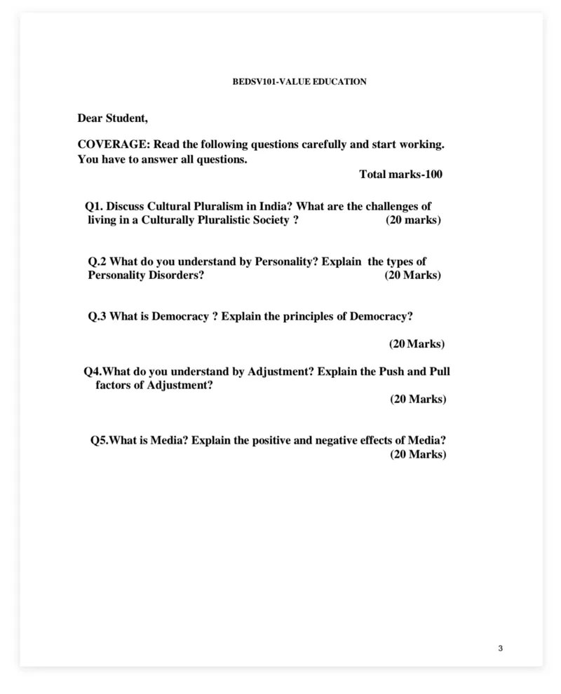 IGNOU BEDSV-101 SOLVED ASSIGNMENT 2026-27 IN ENGLISH (BEDSV-101) — BEDSV-101 IGNOU PDF download