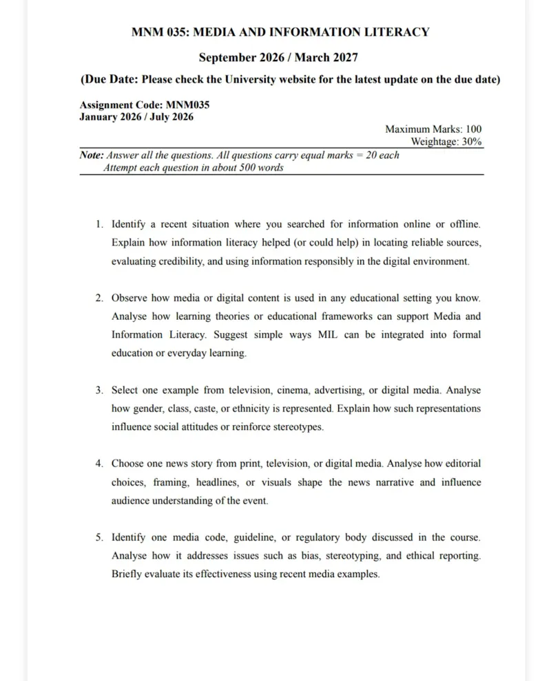 IGNOU MNM-035 SOLVED ASSIGNMENT 2026-27 IN ENGLISH (MNM-035) — MNM-035 IGNOU PDF download