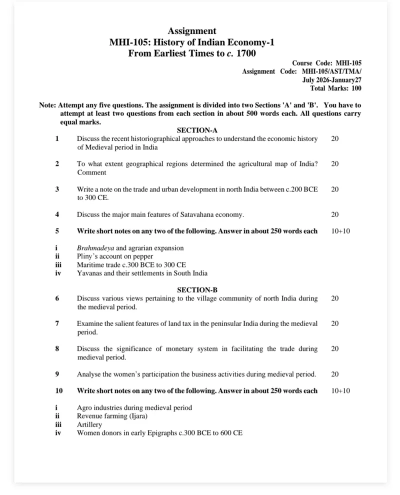 IGNOU MHI-105 SOLVED ASSIGNMENT 2026-27 IN ENGLISH (MHI-105) — MHI-105 IGNOU PDF download