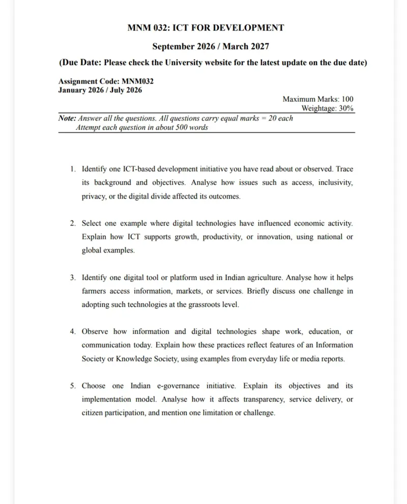 IGNOU MNM-032 SOLVED ASSIGNMENT 2026-27 IN ENGLISH (MNM-032) — MNM-032 IGNOU PDF download
