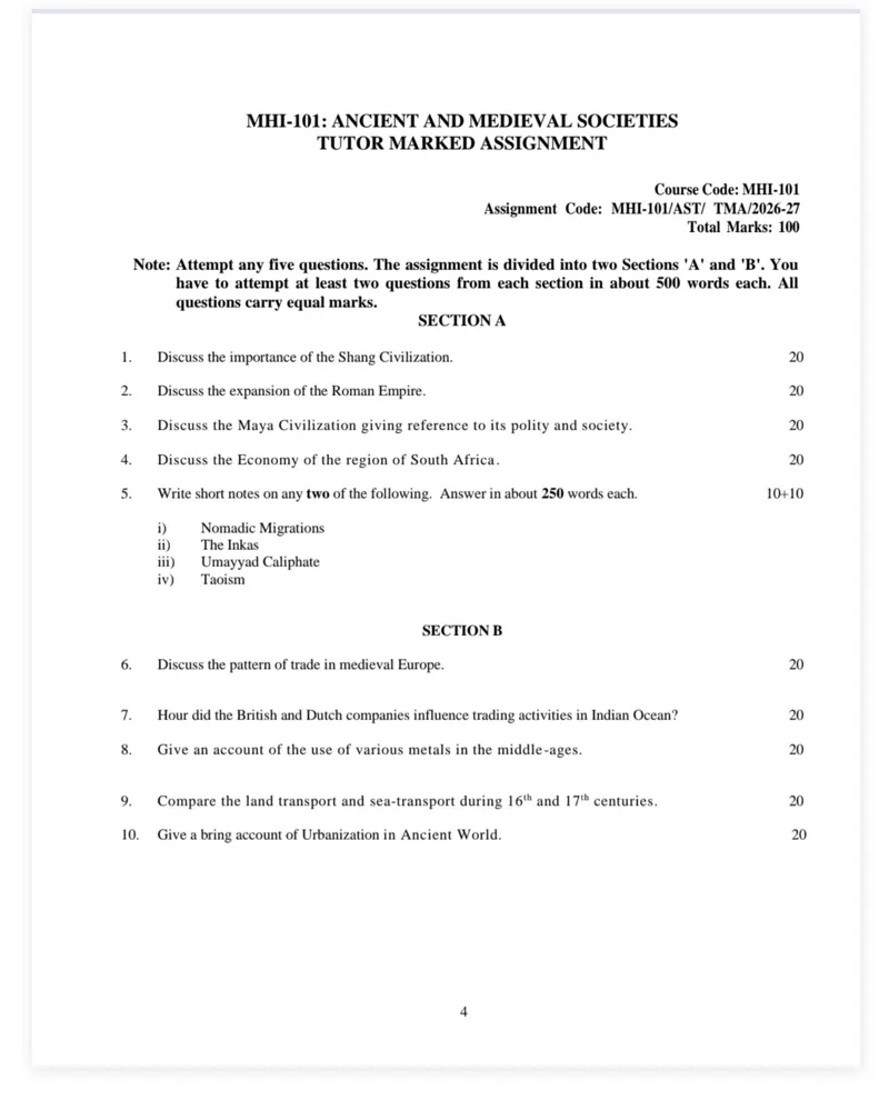 IGNOU MHI-101 SOLVED ASSIGNMENT 2026-27 IN ENGLISH (MHI-101) — MHI-101 IGNOU PDF download