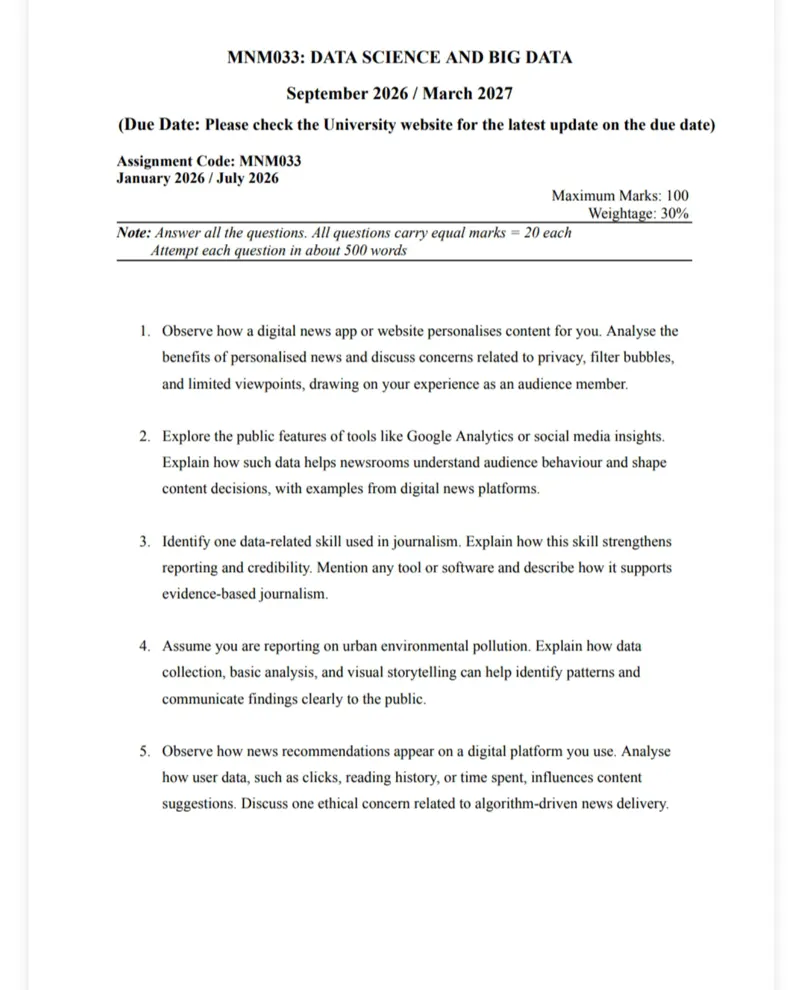 IGNOU MNM-033 SOLVED ASSIGNMENT 2026-27 IN ENGLISH (MNM-033) — MNM-033 IGNOU PDF download