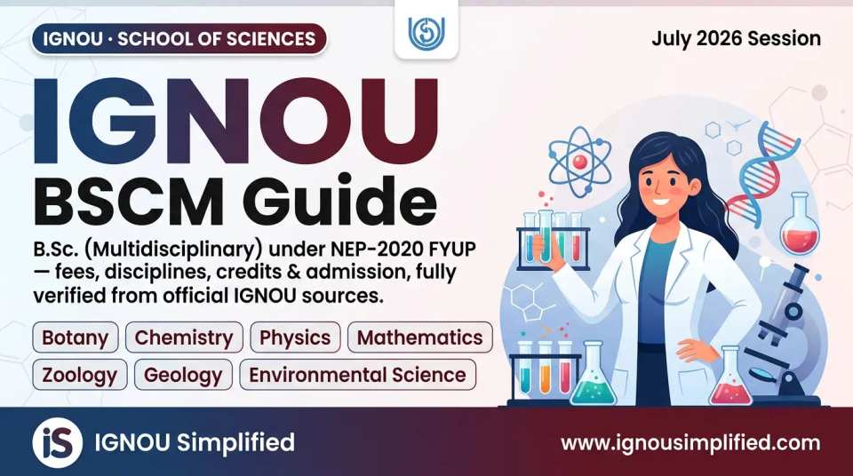 IGNOU BSCM : Fees, Disciplines, Admission & Syllabus