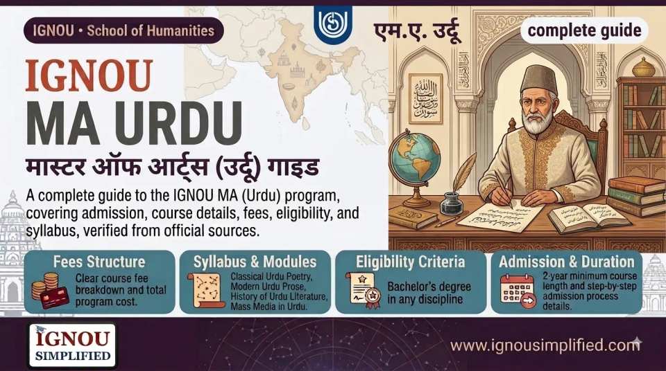 IGNOU MA Urdu (MAUD) : Fees,Eligibility, Syllabus ,last date
