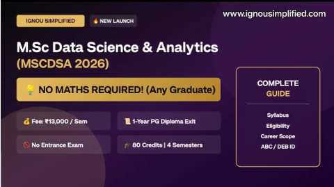 IGNOU MSCDSA 2026: Fees, Eligibility, Syllabus & Full Guide