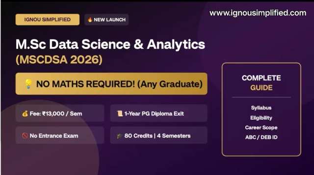 IGNOU MSCDSA 2026: Fees, Eligibility, Syllabus & Full Guide