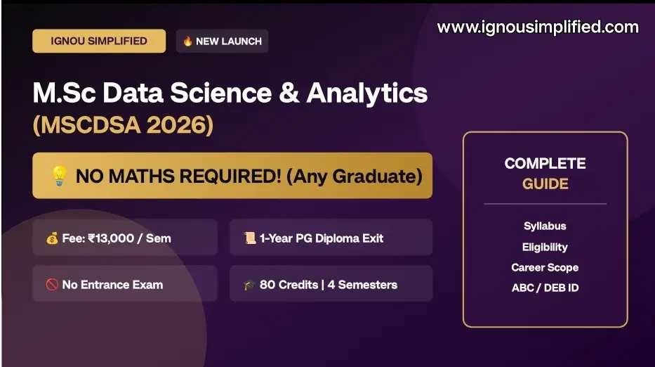 IGNOU MSCDSA 2026: Fees, Eligibility, Syllabus & Full Guide