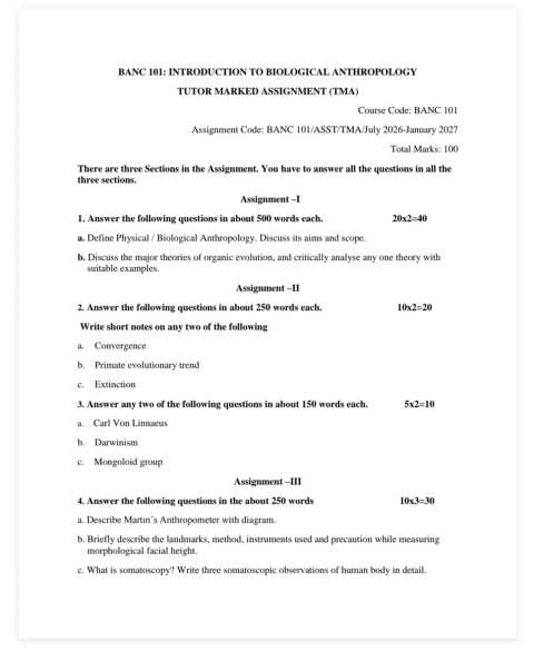 BANC-101 SOLVED ASSIGNMENT 2026-27 ENGLISH MEDIUM — BANC-101 IGNOU PDF download