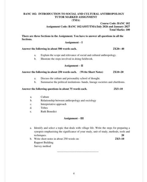 BANC-102 SOLVED ASSIGNMENT 2026-27 ENGLISH MEDIUM — BANC-102 IGNOU PDF download