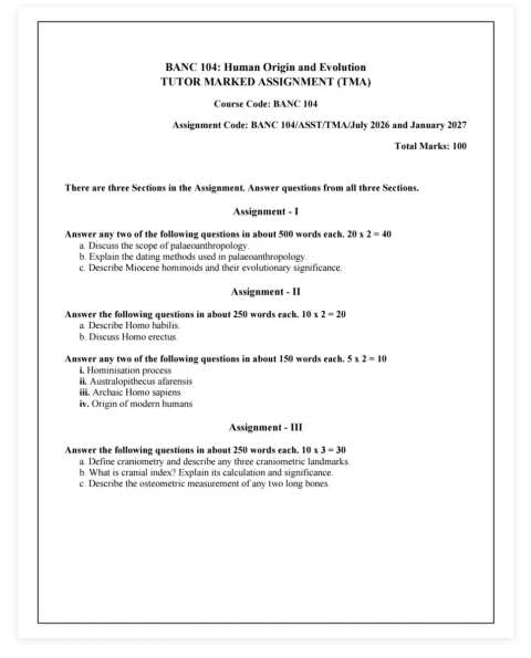 BANC-104 SOLVED ASSIGNMENT 2026-27 ENGLISH MEDIUM — BANC-104 IGNOU PDF download