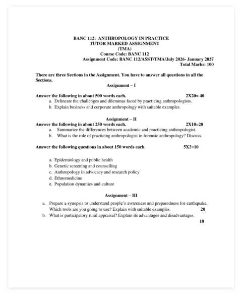 BANC-112 SOLVED ASSIGNMENT 2026-27 ENGLISH MEDIUM — BANC-112 IGNOU PDF download