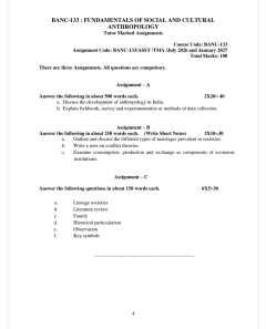 IGNOU BANC-133 SOLVED ASSIGNMENT 2026-27 IN ENGLISH (Fundamentals of Social and Cultural Anthropology) thumbnail 1 — IGNOU PDF download