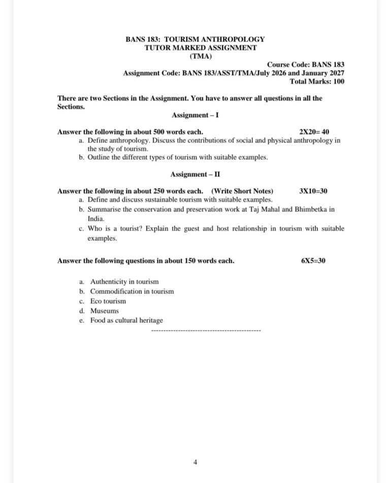 IGNOU BANS-183 SOLVED ASSIGNMENT 2026-27 IN ENGLISH (Tourism Anthropology) — BANS-183 IGNOU PDF download (1)