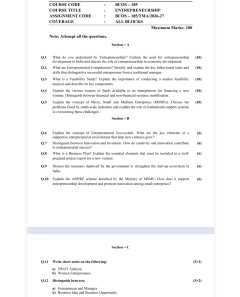 IGNOU BCOS-185 SOLVED ASSIGNMENT 2026-27 IN ENGLISH (ENTREPRENEURSHIP) thumbnail 1 — IGNOU PDF download