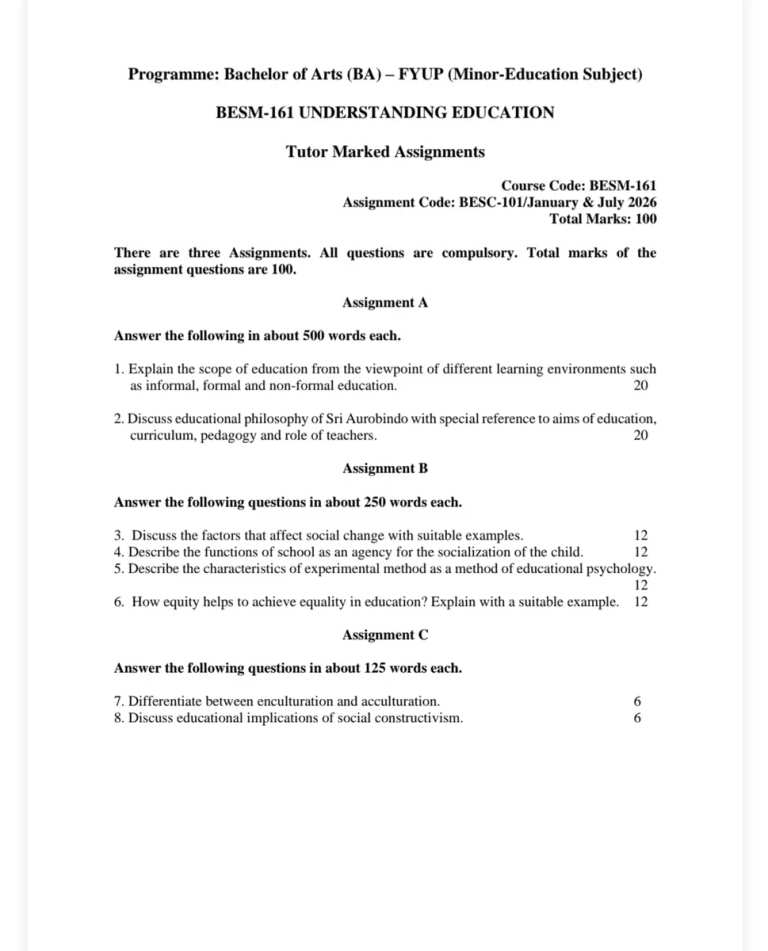 BESM-161 SOLVED ASSIGNMENT 2026-27 ENGLISH MEDIUM — BESM-161 IGNOU PDF download (1)