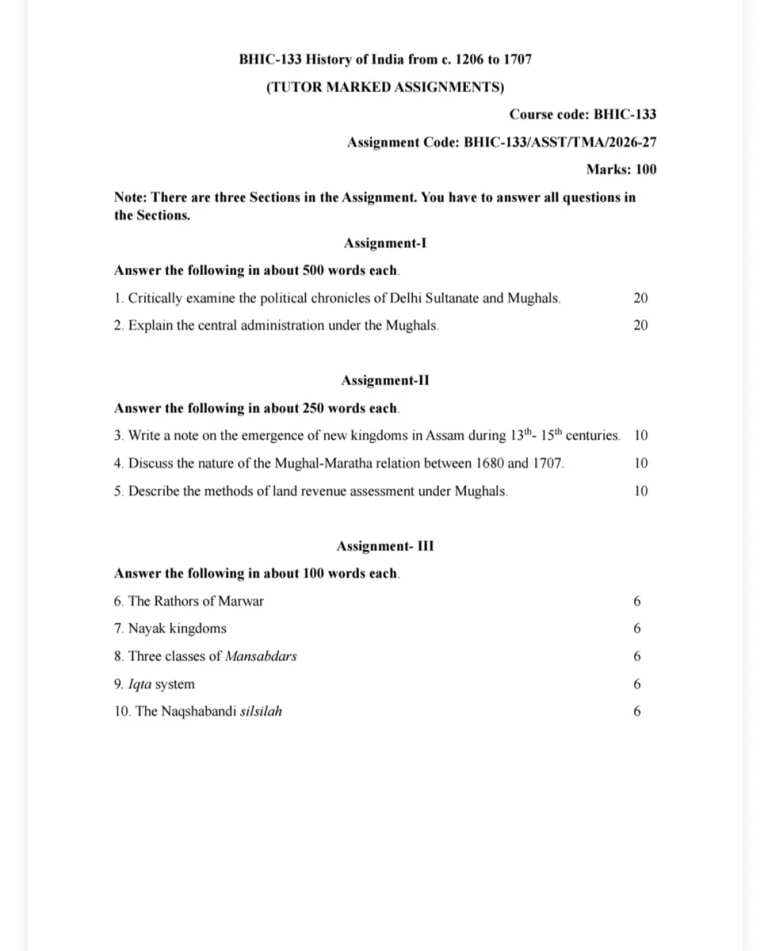 BHIC-133 SOLVED ASSIGNMENT 2026-27 ENGLISH MEDIUM — BHIC-133 IGNOU PDF download (1)