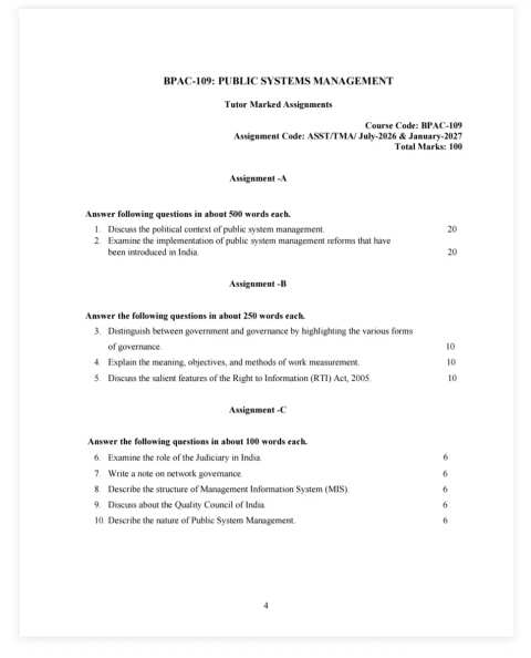 BPAC-109 SOLVED ASSIGNMENT 2026-27 ENGLISH MEDIUM — BPAC-109 IGNOU PDF download