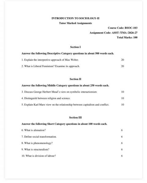 IGNOU BSOC-103 SOLVED ASSIGNMENT 2026-27 IN ENGLISH (Introduction to Sociology-II) — BSOC-103 IGNOU PDF download