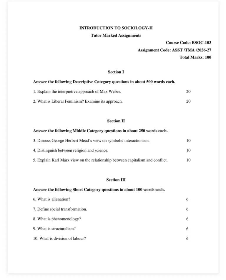IGNOU BSOC-103 SOLVED ASSIGNMENT 2026-27 IN ENGLISH (Introduction to Sociology-II) — BSOC-103 IGNOU PDF download (1)