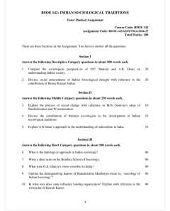 IGNOU BSOE-142 SOLVED ASSIGNMENT 2026-27 IN ENGLISH (Indian Sociological Traditions) thumbnail 1 — IGNOU PDF download