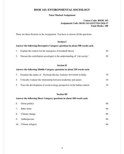 IGNOU BSOE-143 SOLVED ASSIGNMENT 2026-27 IN ENGLISH (Environmental Sociology) — BSOE-143 IGNOU PDF download
