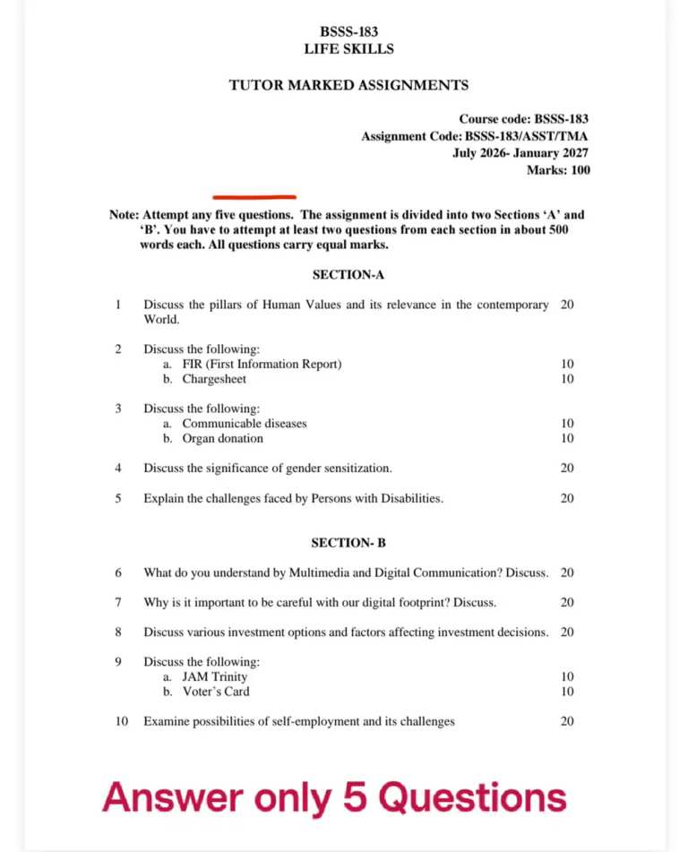IGNOU BSSS-183 SOLVED ASSIGNMENT 2026-27 IN ENGLISH (BSSS-183) — BSSS-183 IGNOU PDF download (1)