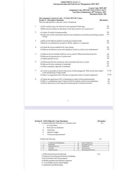 IGNOU MFN-007 SOLVED ASSIGNMENT 2026-27 IN ENGLISH (MFN-007) — MFN-007 IGNOU PDF download