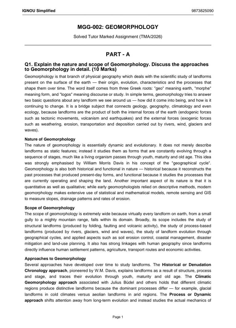 IGNOU MGG-002 SOLVED ASSIGNMENT 2026-27 IN ENGLISH (Geomorphology) — MGG-002 IGNOU PDF download (2)