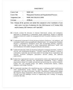 IGNOU MMPC-001 SOLVED ASSIGNMENT 2026-27 IN ENGLISH (Management Functions and Organisational Processes) thumbnail 1 — IGNOU PDF download