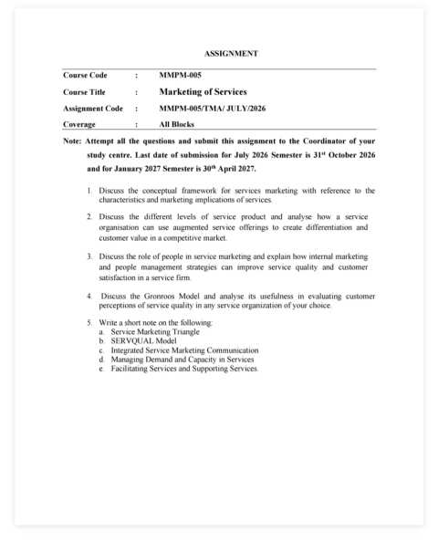MMPM-005 SOLVED ASSIGNMENT 2026-27 ENGLISH MEDIUM — MMPM-005 IGNOU PDF download