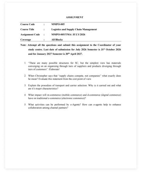 MMPO-005 SOLVED ASSIGNMENT 2026-27 ENGLISH MEDIUM — MMPO-005 IGNOU PDF download
