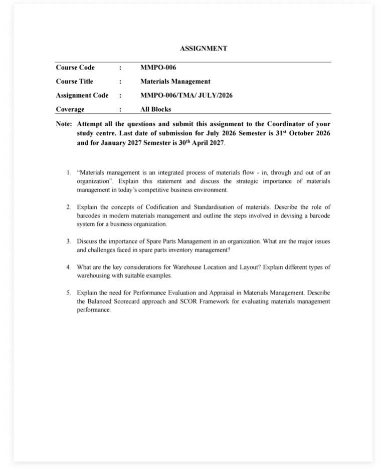 IGNOU MMPO-006 SOLVED ASSIGNMENT 2026-27 IN ENGLISH (Materials Management) — MMPO-006 IGNOU PDF download (1)