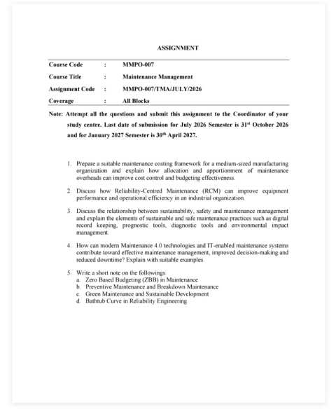MMPO-007 SOLVED ASSIGNMENT 2026-27 ENGLISH MEDIUM — MMPO-007 IGNOU PDF download