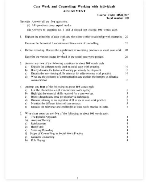 IGNOU MSW-007 SOLVED ASSIGNMENT 2026-27 IN ENGLISH (MSW-007) — MSW-007 IGNOU PDF download