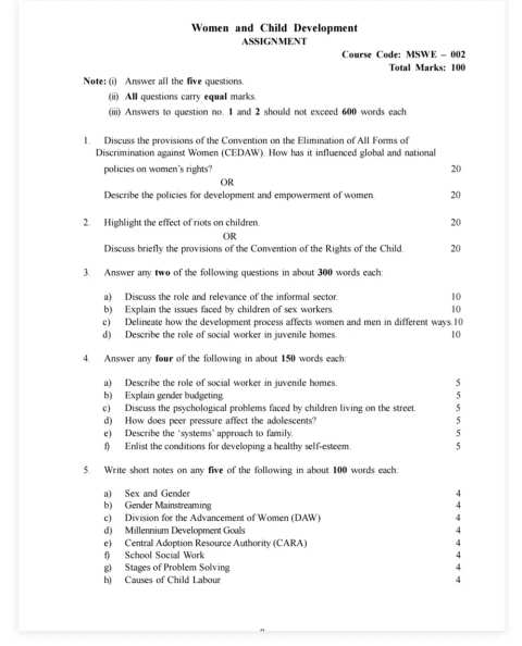 IGNOU MSWE-002 SOLVED ASSIGNMENT 2026-27 IN ENGLISH (MSWE-002) — MSWE-002 IGNOU PDF download